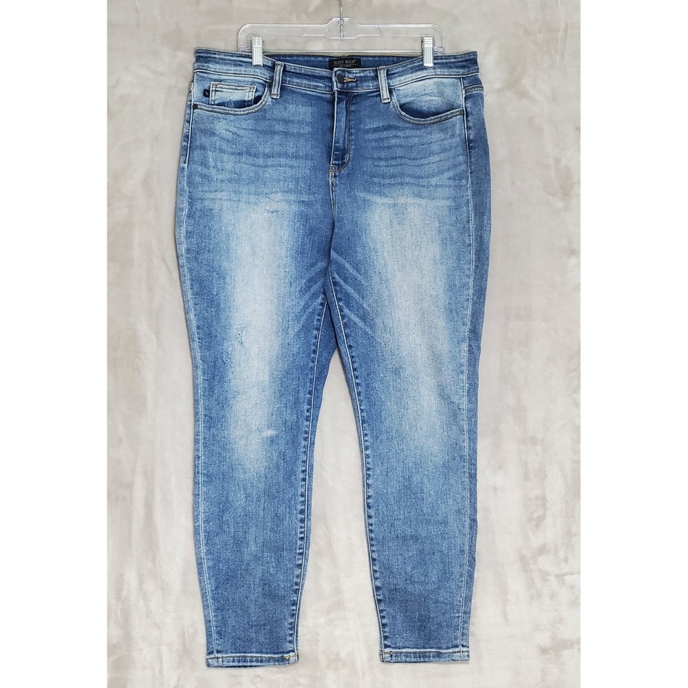 Judy Blue Jeans Womens 15/32 Blue Slim Fit Distressed High Rise Light Wash Denim
